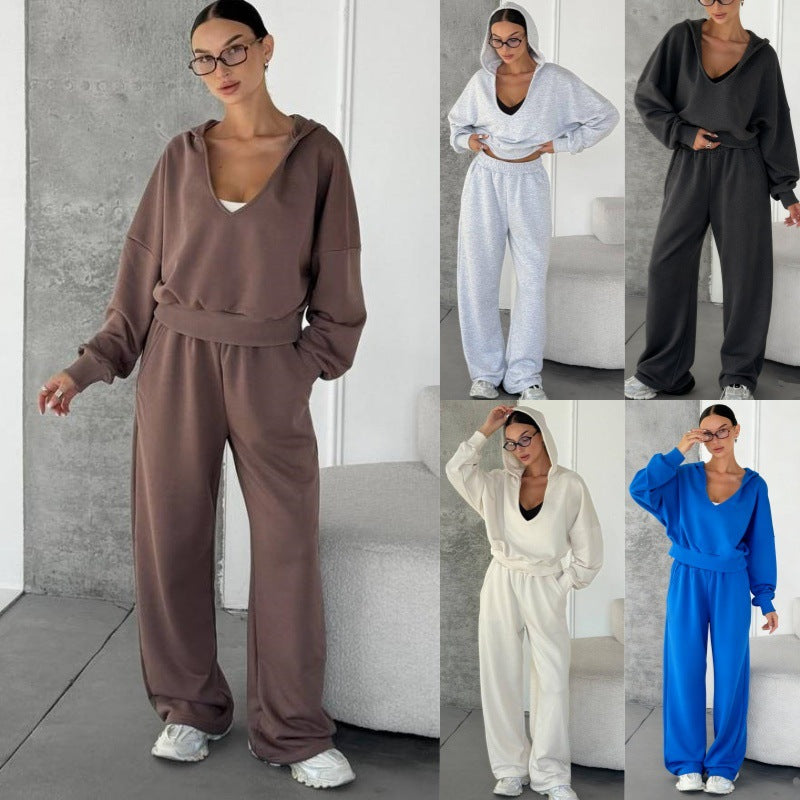 Women's Hooded Sweatshirt And Track Pants Two-Piece Set