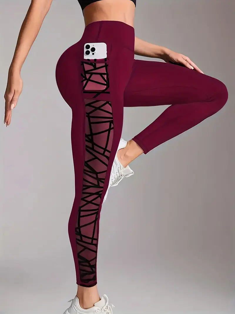 Butt-lifting Mesh-panel Leggings With Pockets