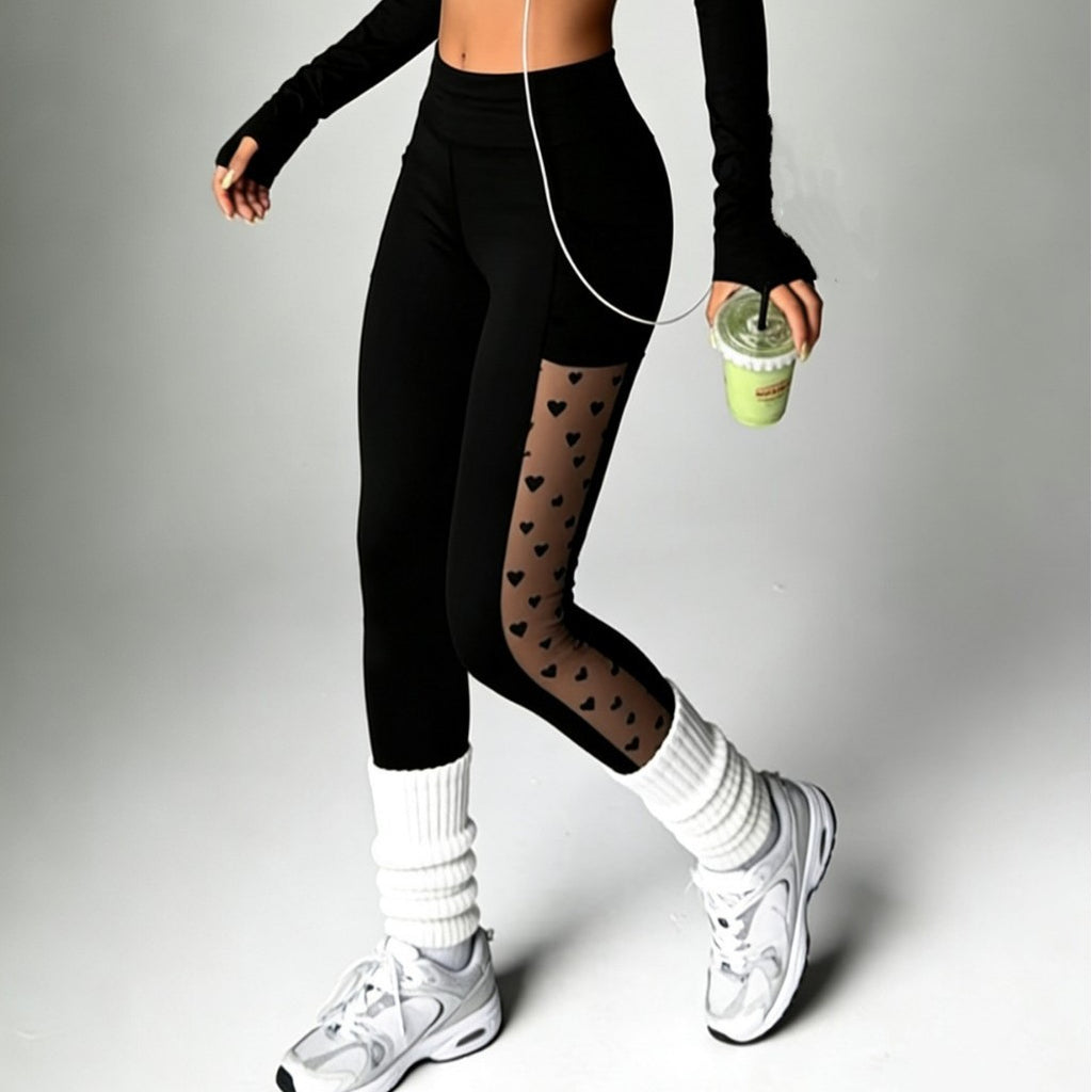 Butt-lifting Mesh-panel Leggings With Pockets
