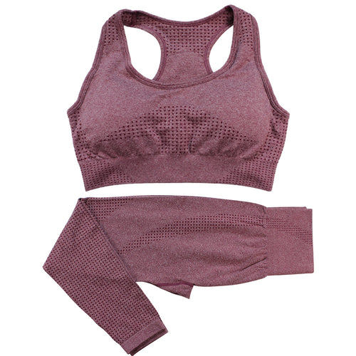 2PCS Seamless Fitness Crop Top Gym Set