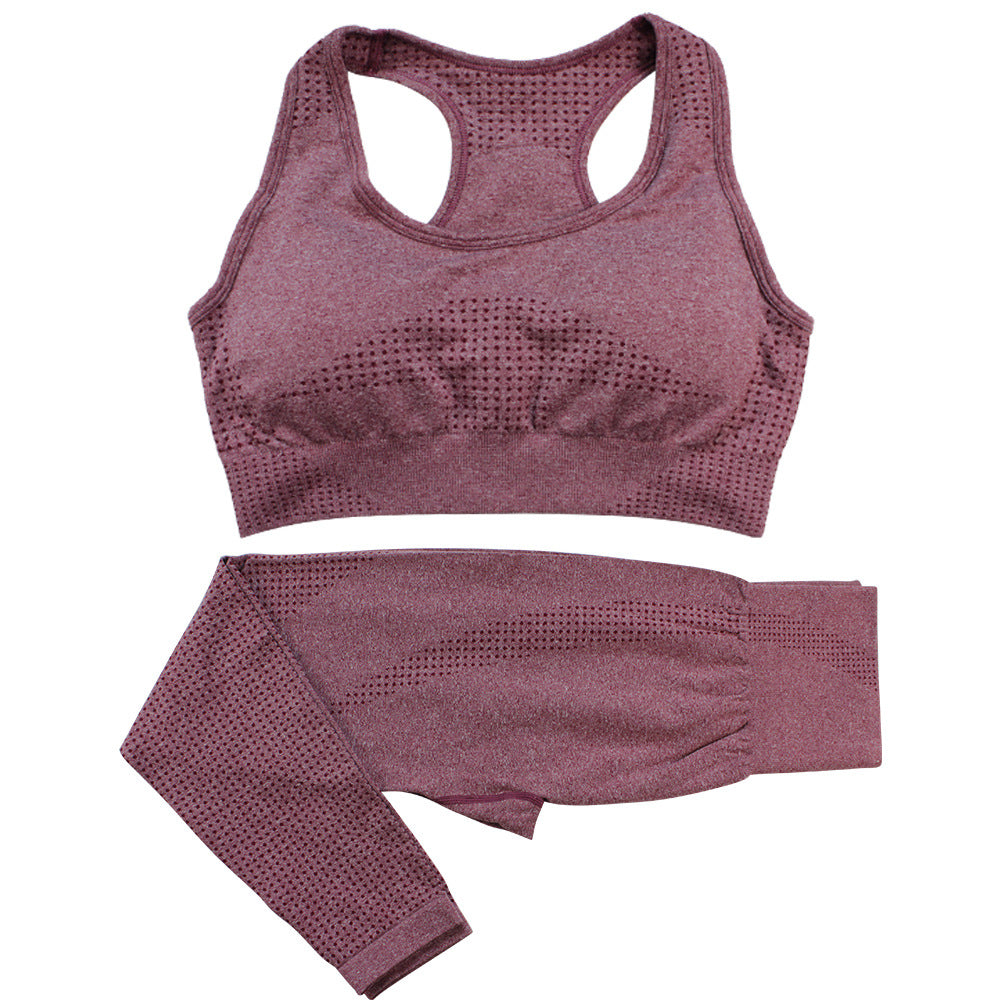 2PCS Seamless Fitness Crop Top Gym Set