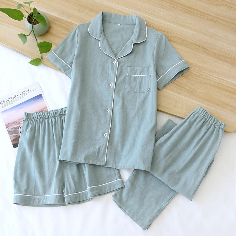 Three-piece Cotton Gauze Pajamas
