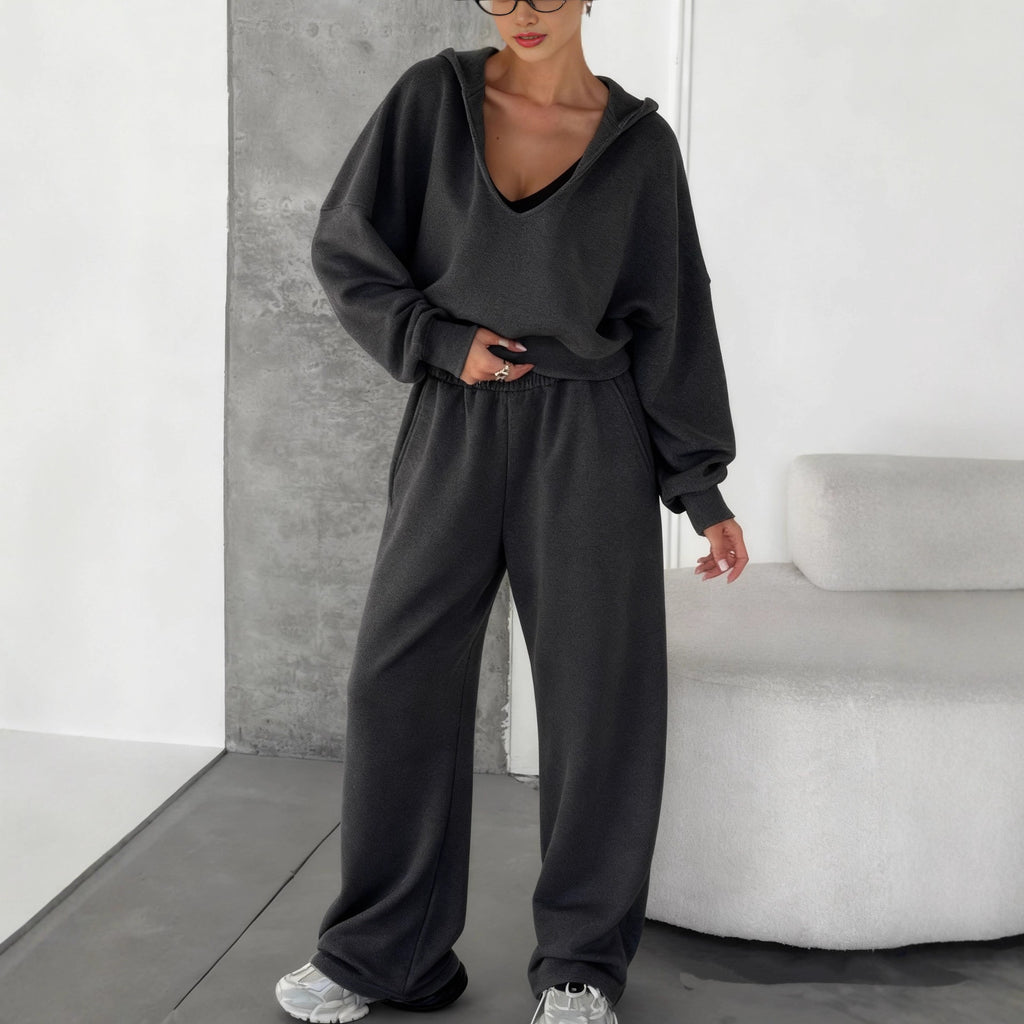 Women's Hooded Sweatshirt And Track Pants Two-Piece Set