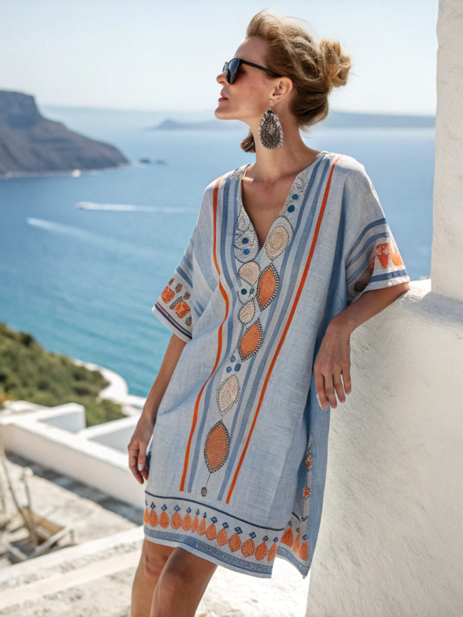 V-neck Dress For Relaxed Fit Sundress