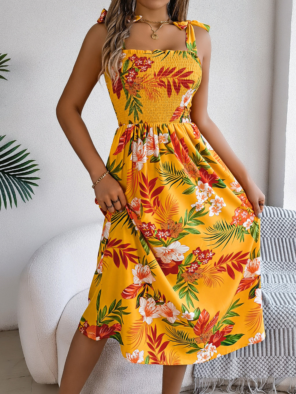 Tie Waist Camisole Beach Vacation Maxi Sundress