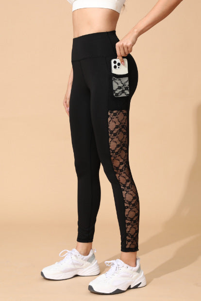 Butt-lifting Mesh-panel Leggings With Pockets