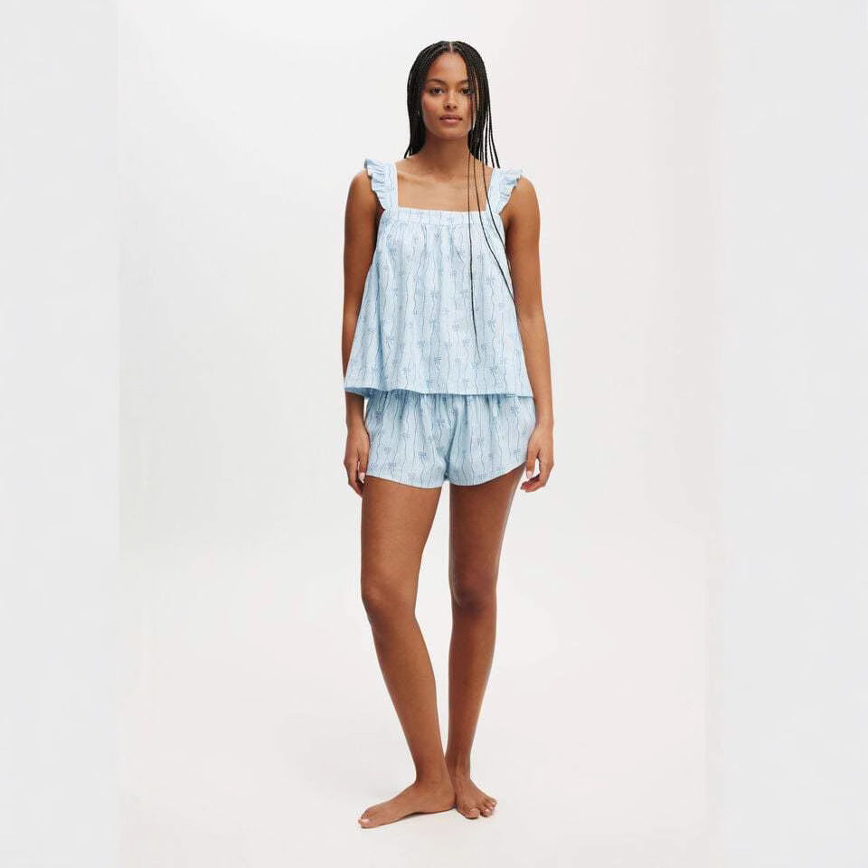 Casual Ruffle-Trimmed Cami And Shorts Set