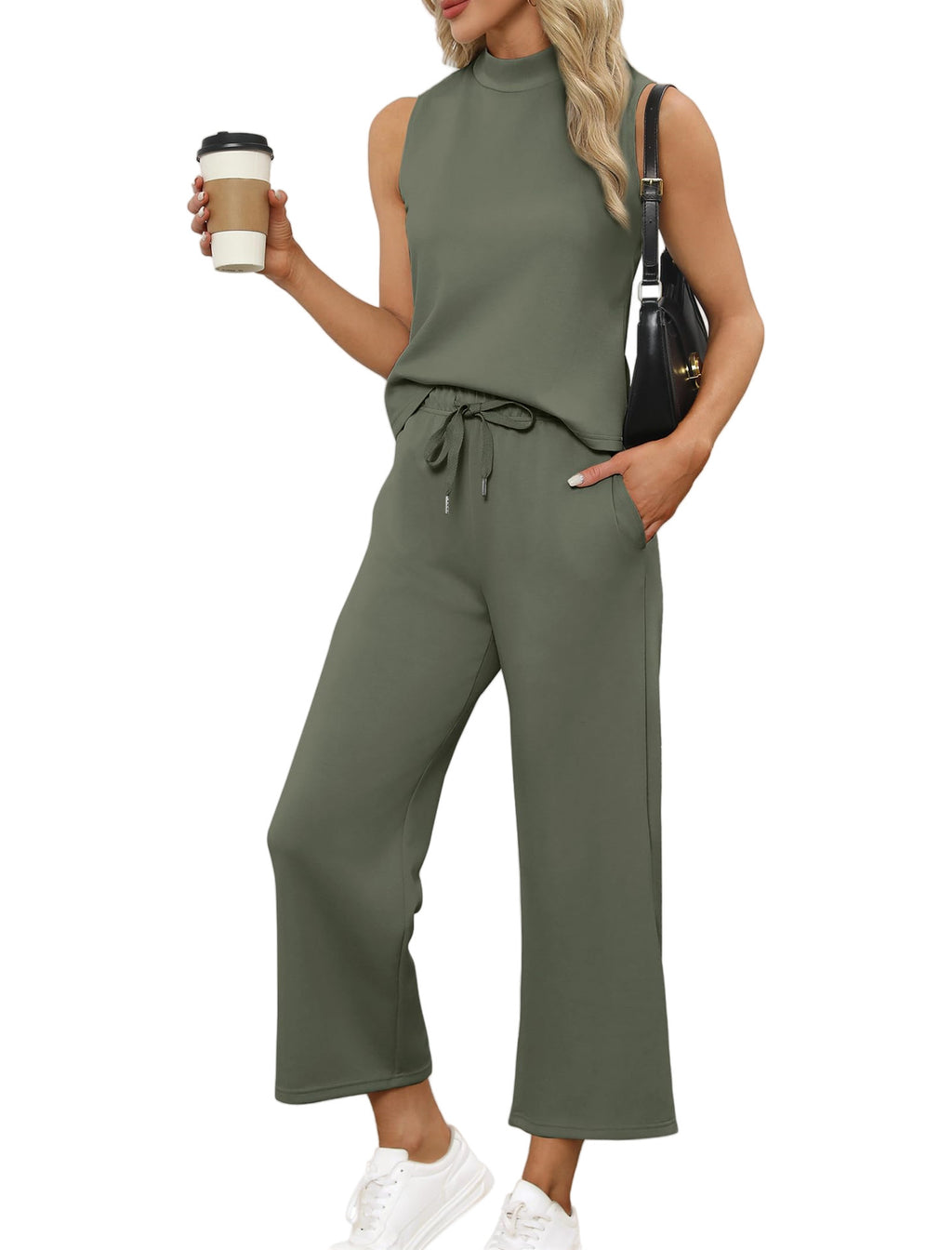 Casual Cropped Wide-Leg Pants Set