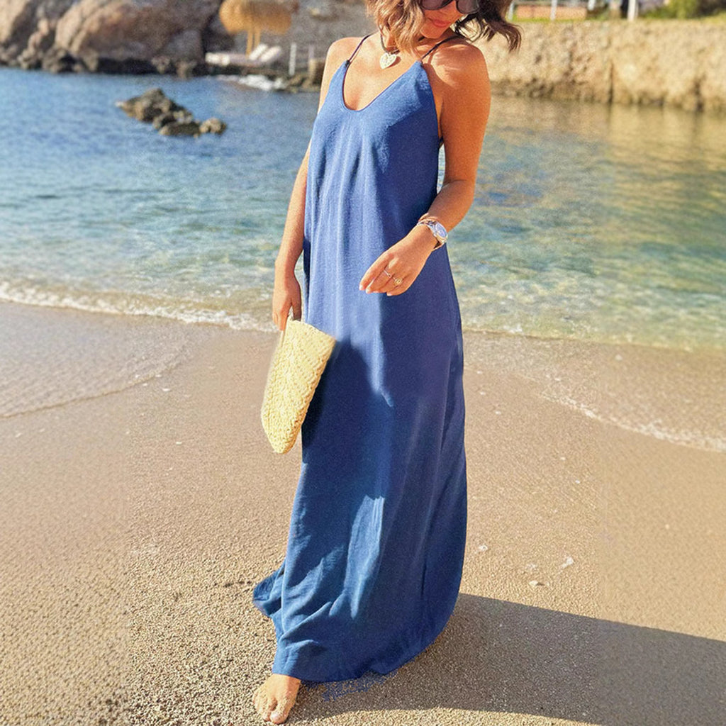 Solid Color Camisole Loose Mid Sundress