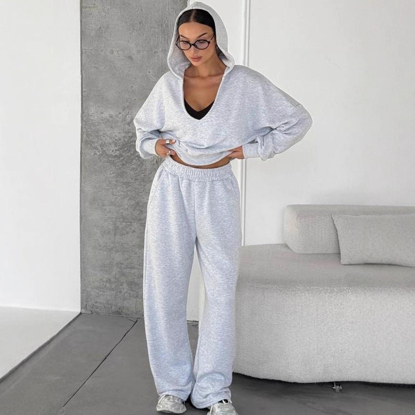 Women's Hooded Sweatshirt And Track Pants Two-Piece Set