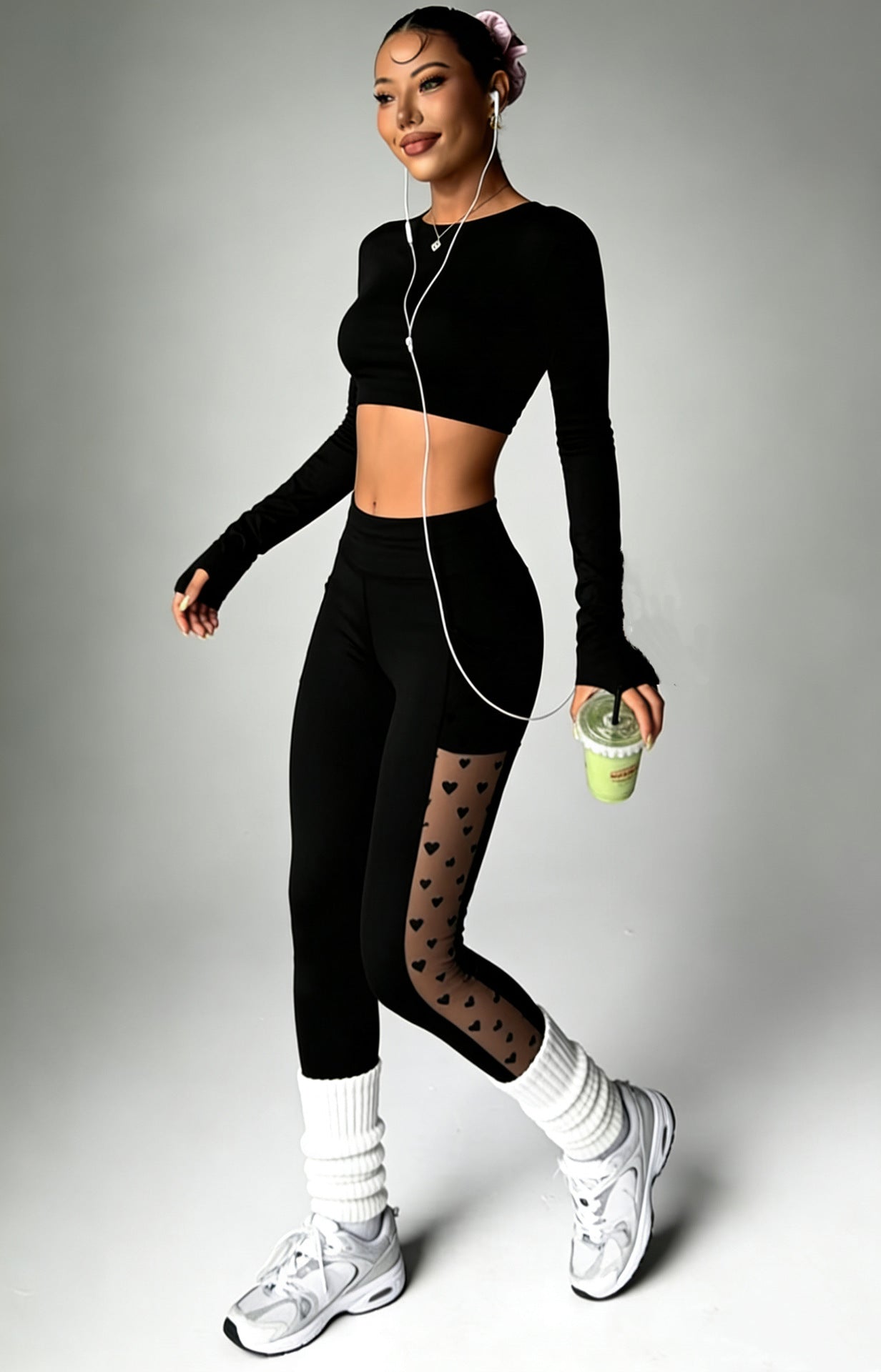 Butt-lifting Mesh-panel Leggings With Pockets