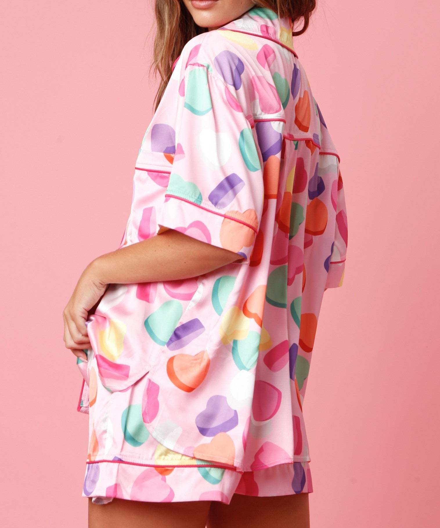 Satin Printed Two-piece Suit Pajamas