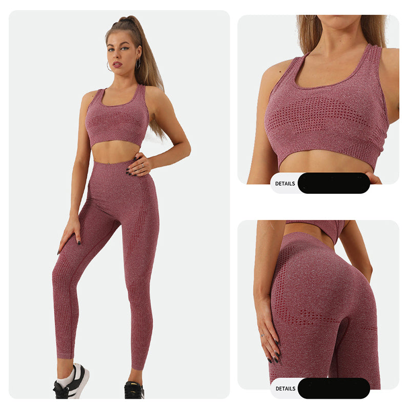 2PCS Seamless Fitness Crop Top Gym Set