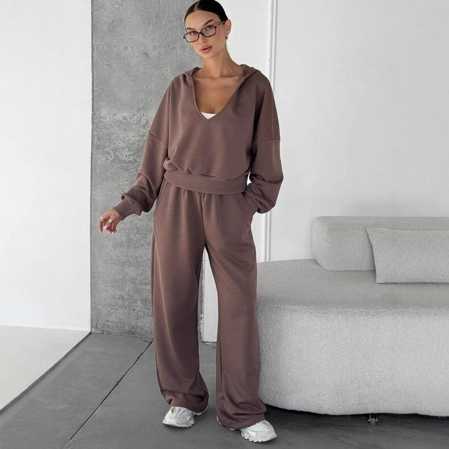 Women's Hooded Sweatshirt And Track Pants Two-Piece Set