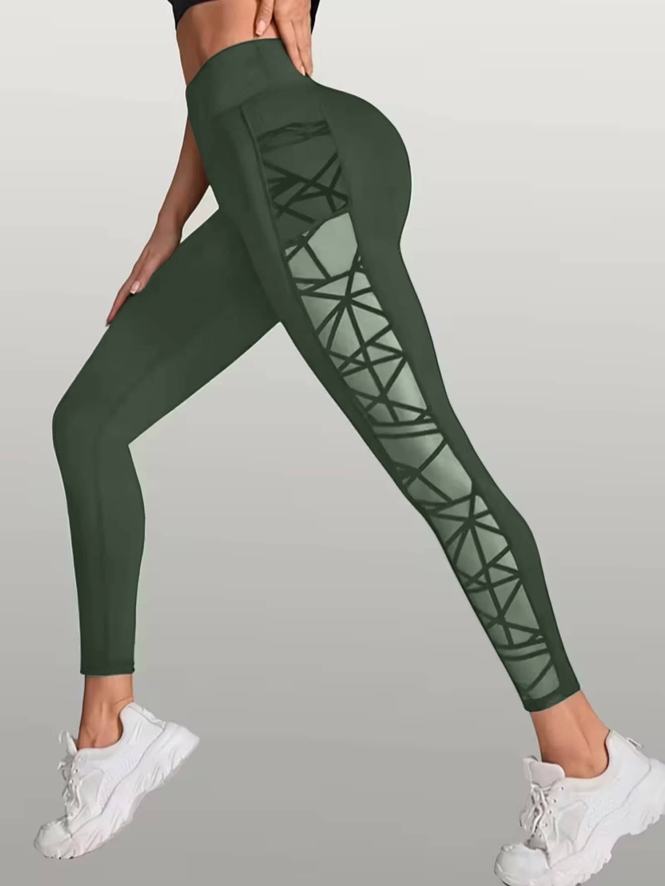 Butt-lifting Mesh-panel Leggings With Pockets