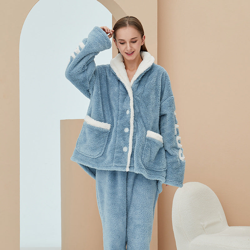 Keep Warm Coral Velvet Pajamas