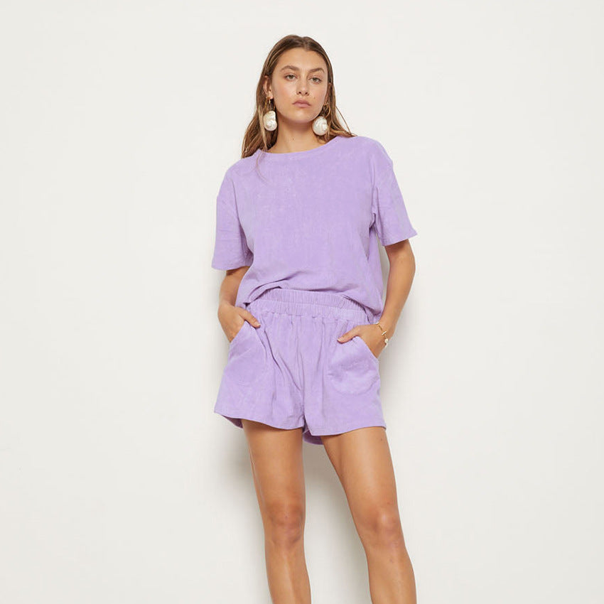 Simple Stylish Loose Short Sleeve Two-piece Set