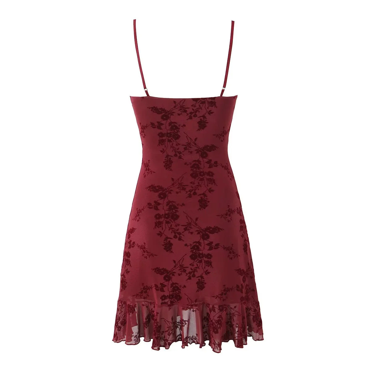 Retro Floral Mesh Slip Dress