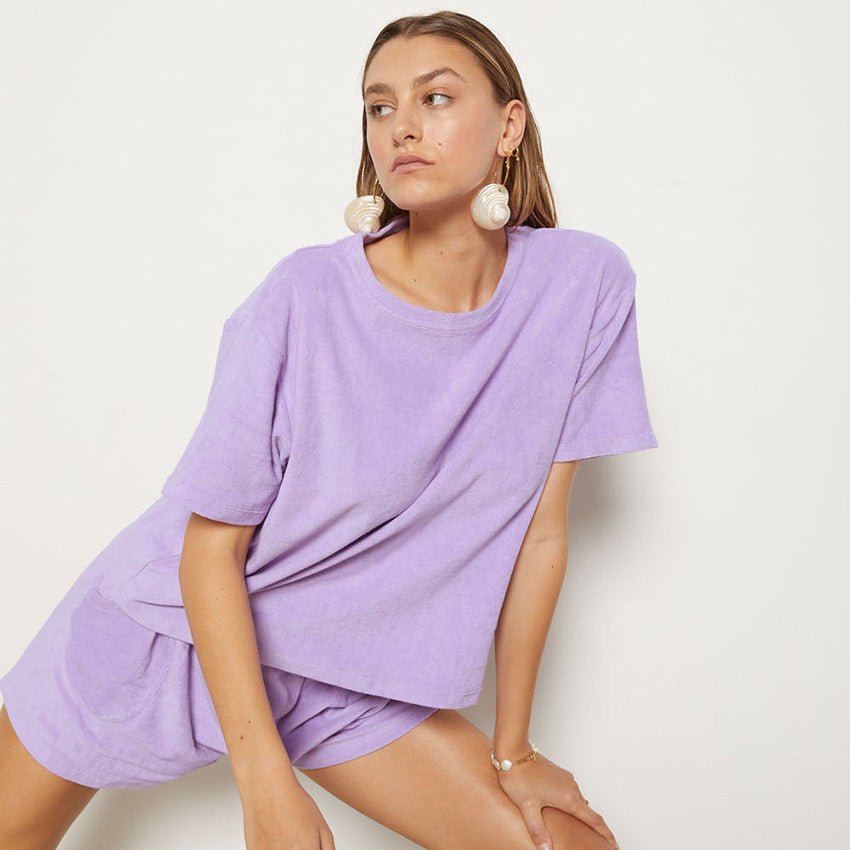 Simple Stylish Loose Short Sleeve Two-piece Set