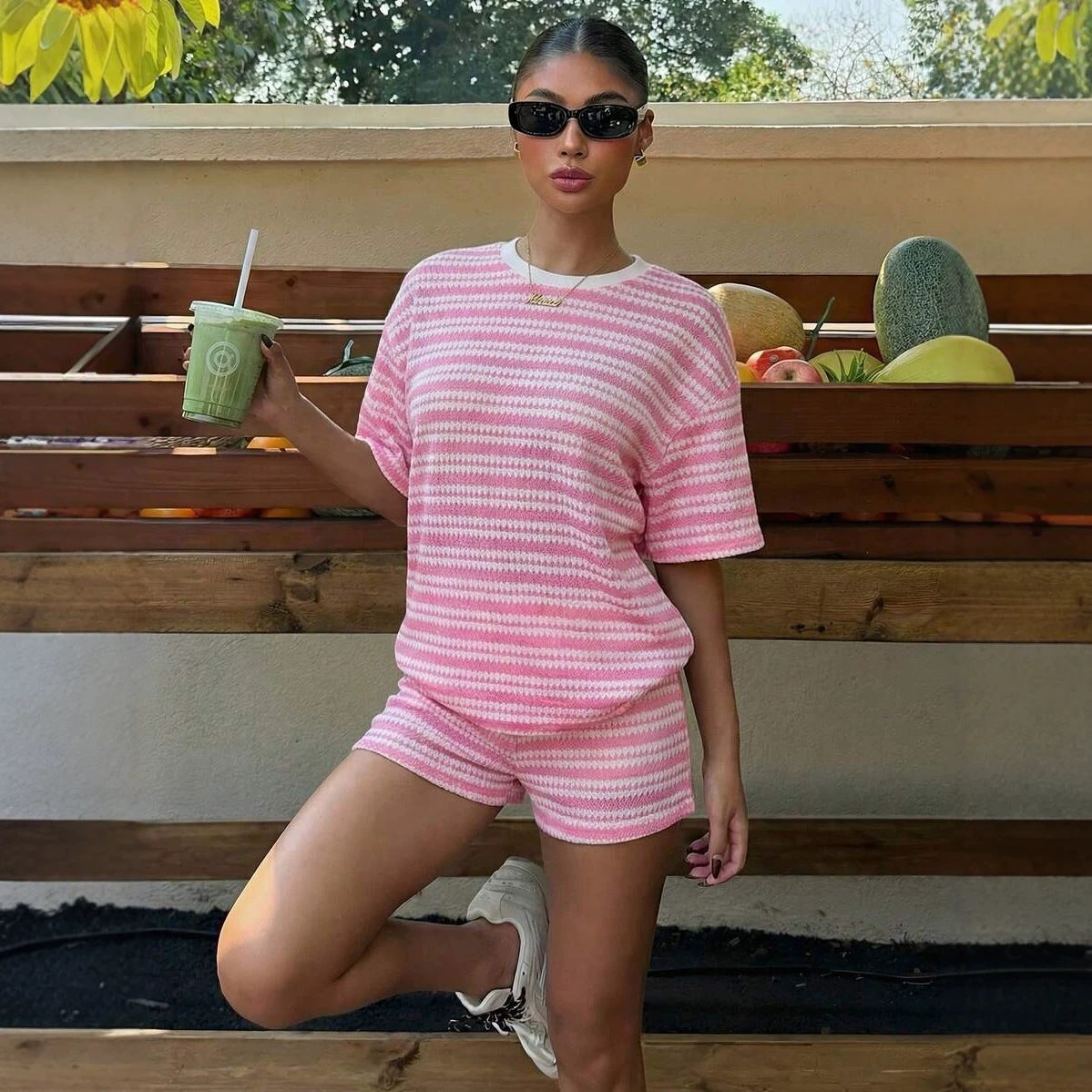 Crew-Neck Short-Sleeve Set