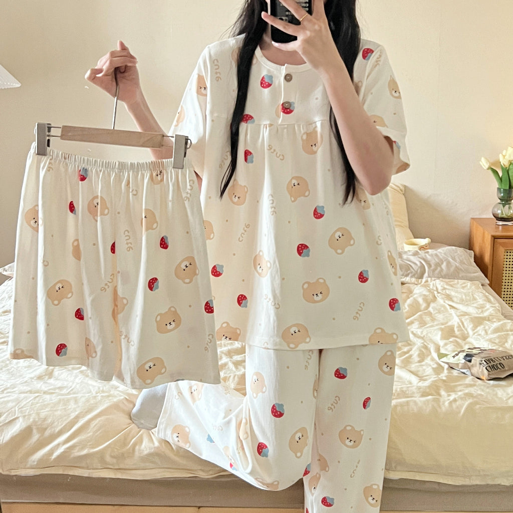Cotton Three-piece Pajamas