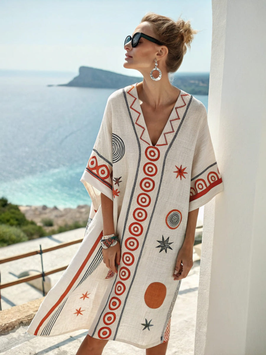 V-neck Dress For Relaxed Fit Sundress