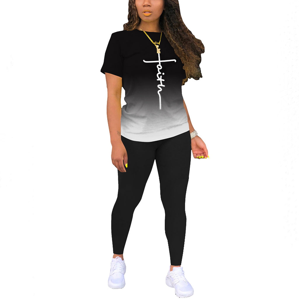 Short-Sleeve T-Shirt Top And Pants Set