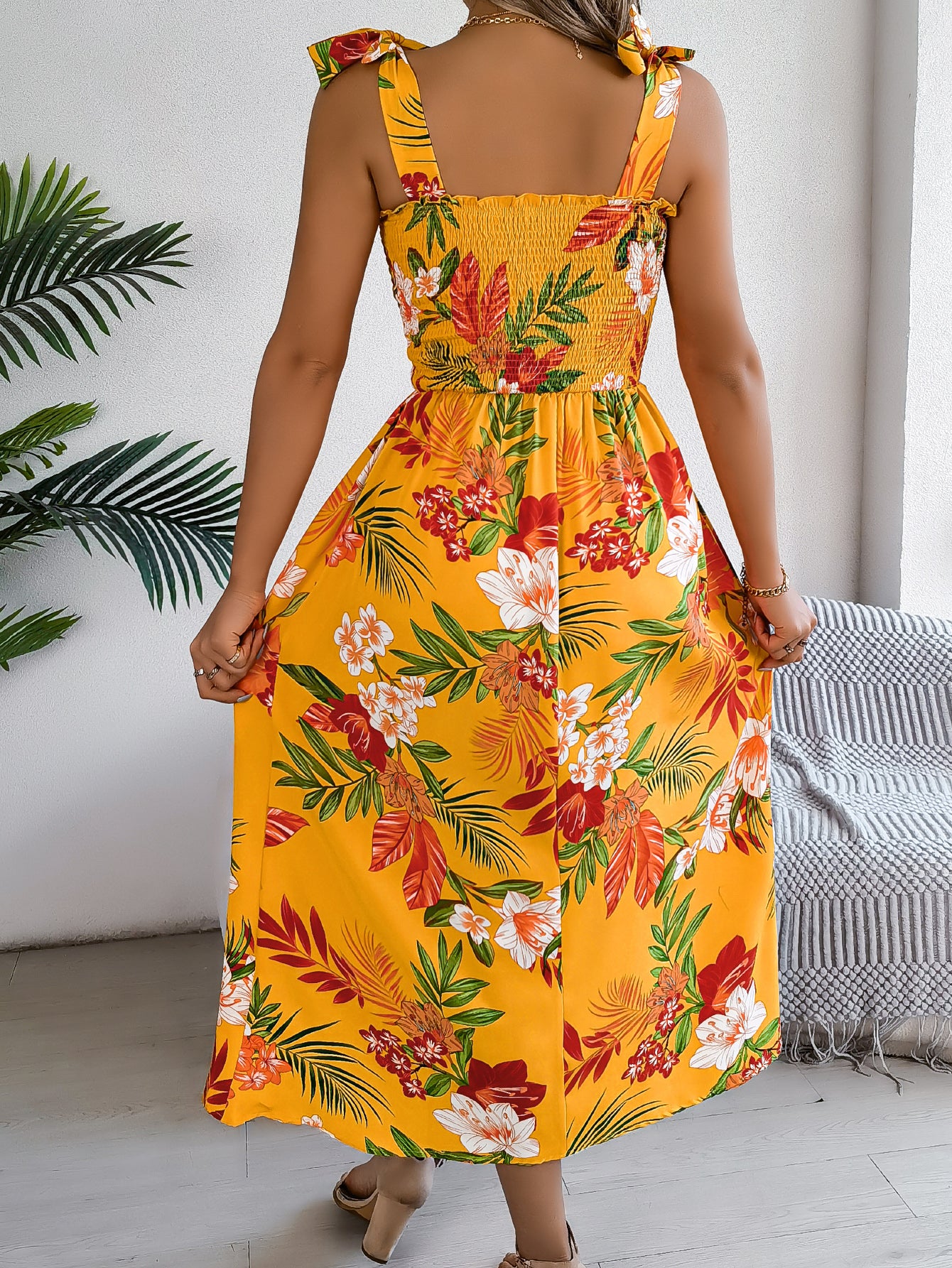 Tie Waist Camisole Beach Vacation Maxi Sundress