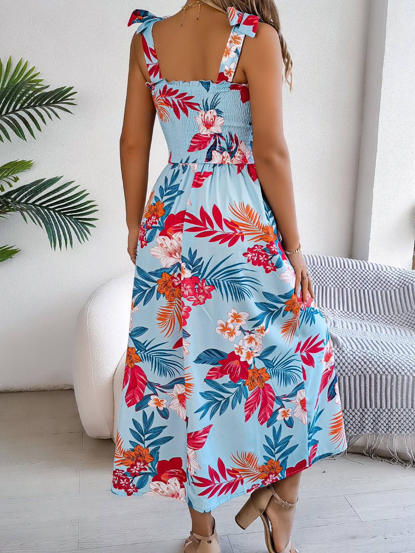 Tie Waist Camisole Beach Vacation Maxi Sundress