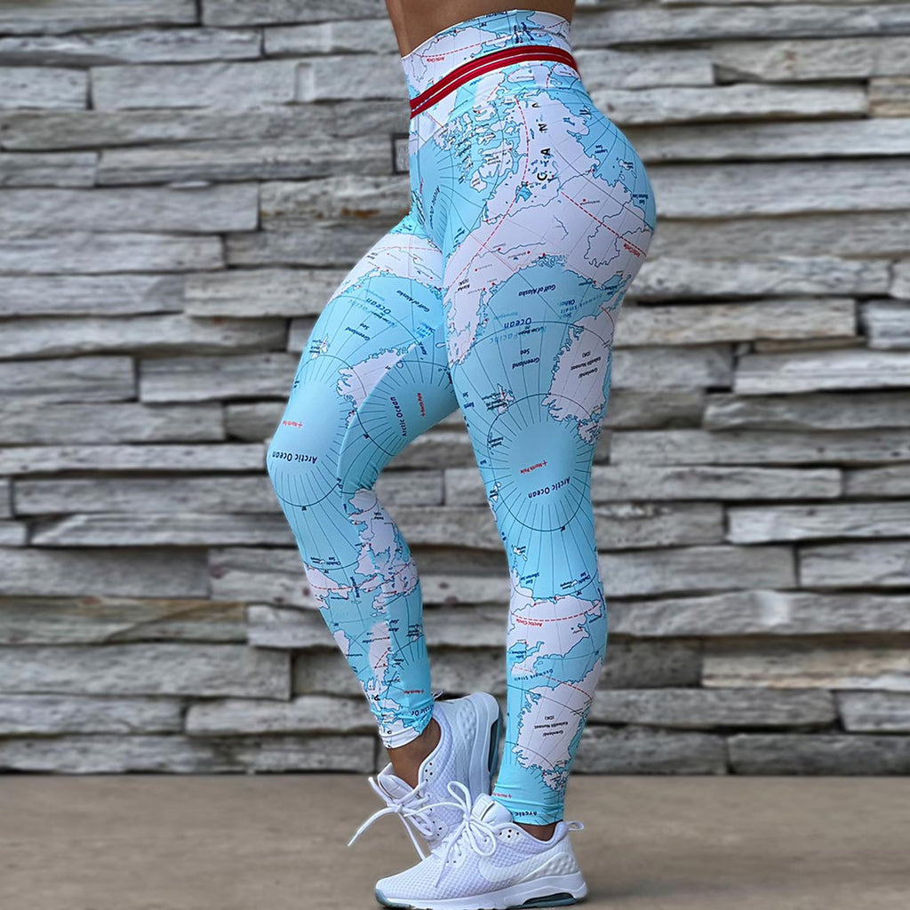 3D Digital Earth Map Leggings
