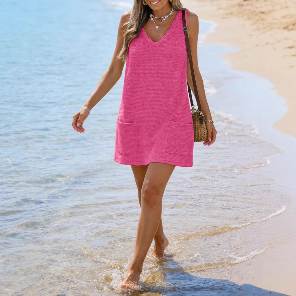 Womens V-Neck Sleeveless Sundress