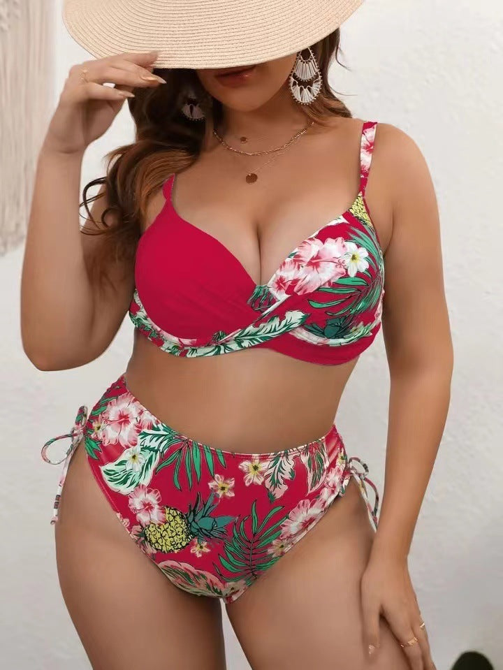 Split Bikini Printed Swimsuit