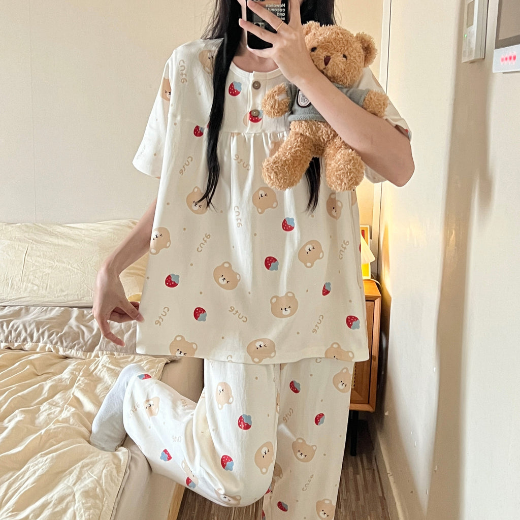 Cotton Three-piece Pajamas