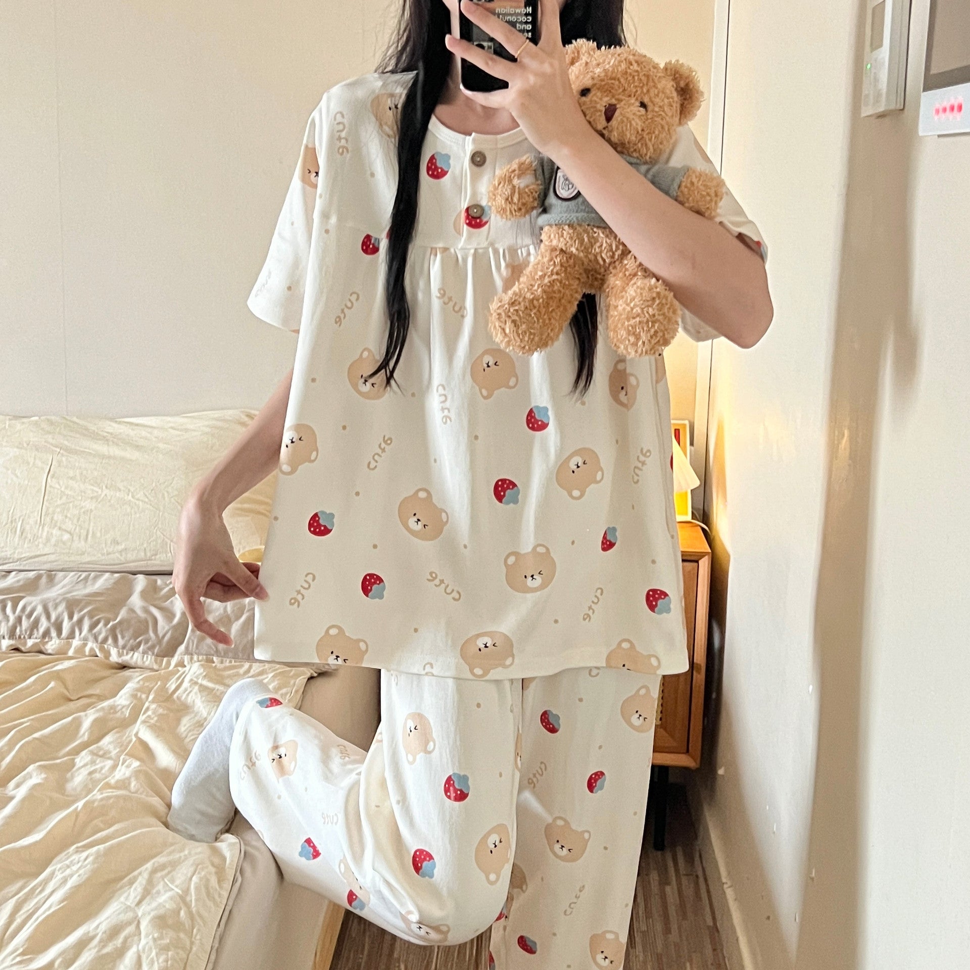 Cotton Three-piece Pajamas