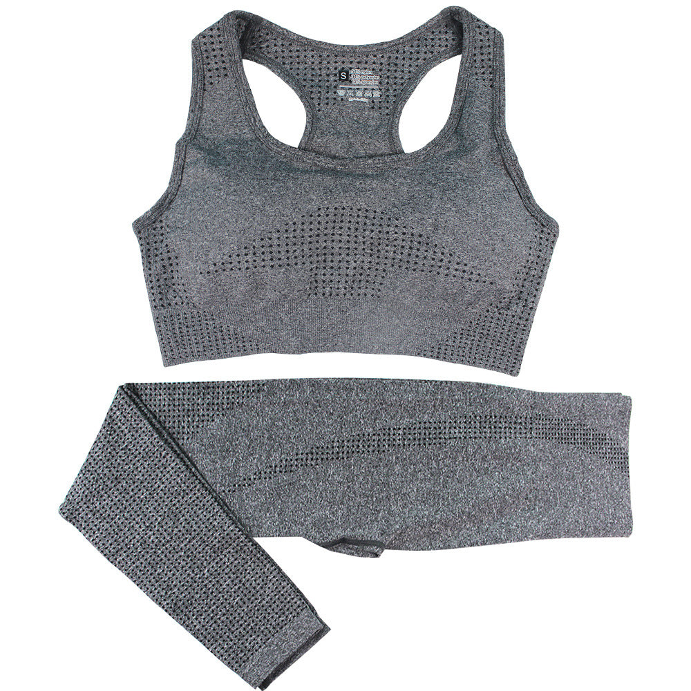 2PCS Seamless Fitness Crop Top Gym Set