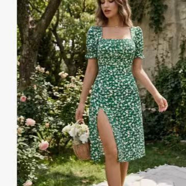 French-style Floral Dress