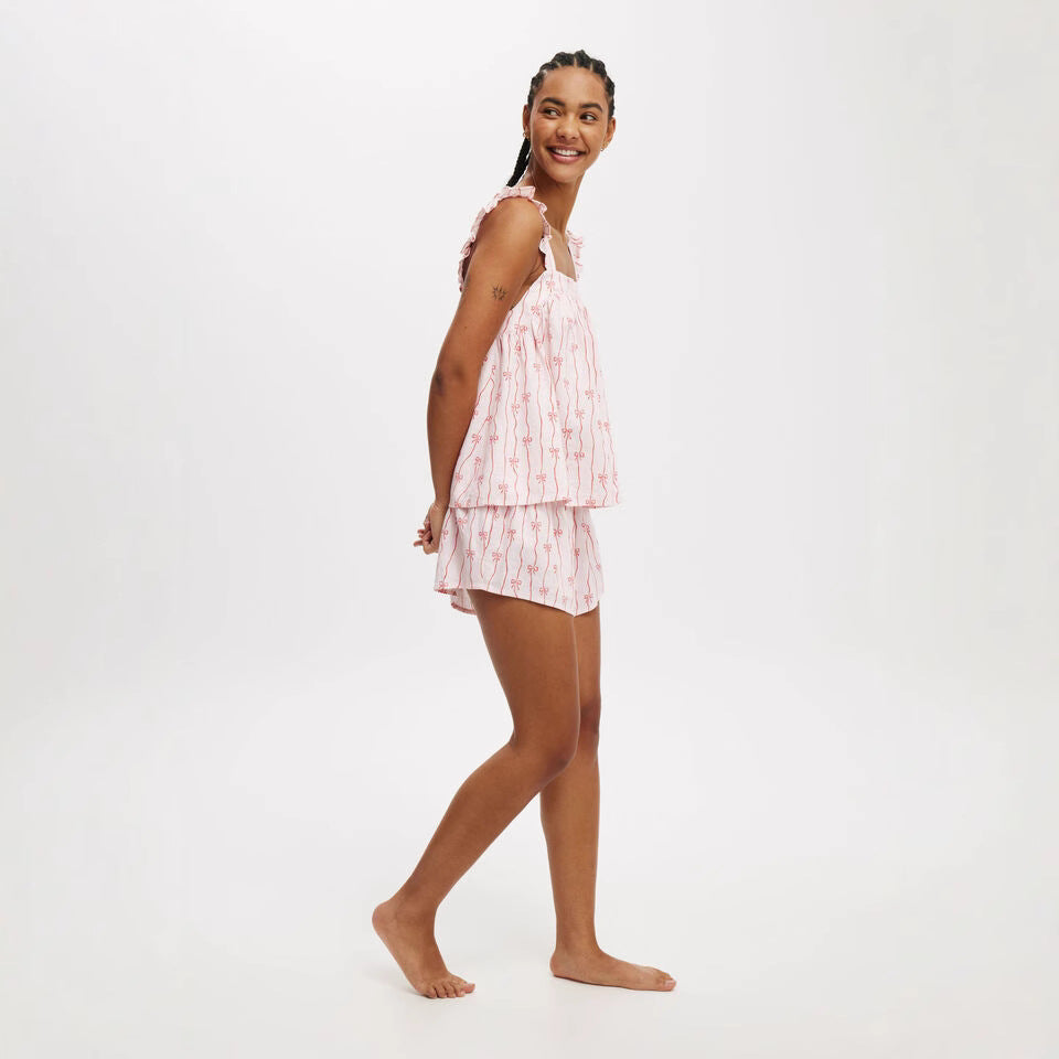 Casual Ruffle-Trimmed Cami And Shorts Set