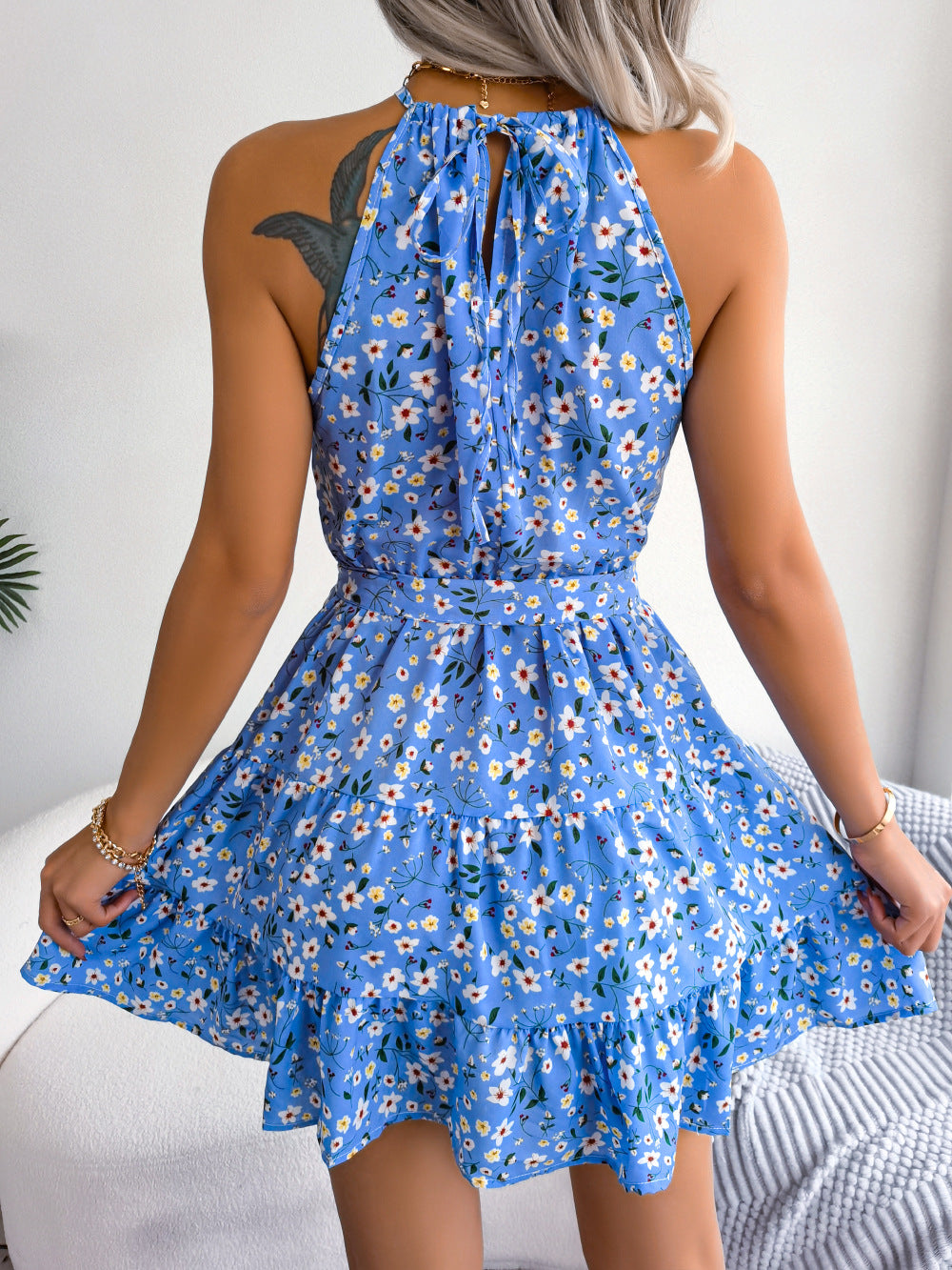 Casual Ruffle Hem Flowy Floral Sundress