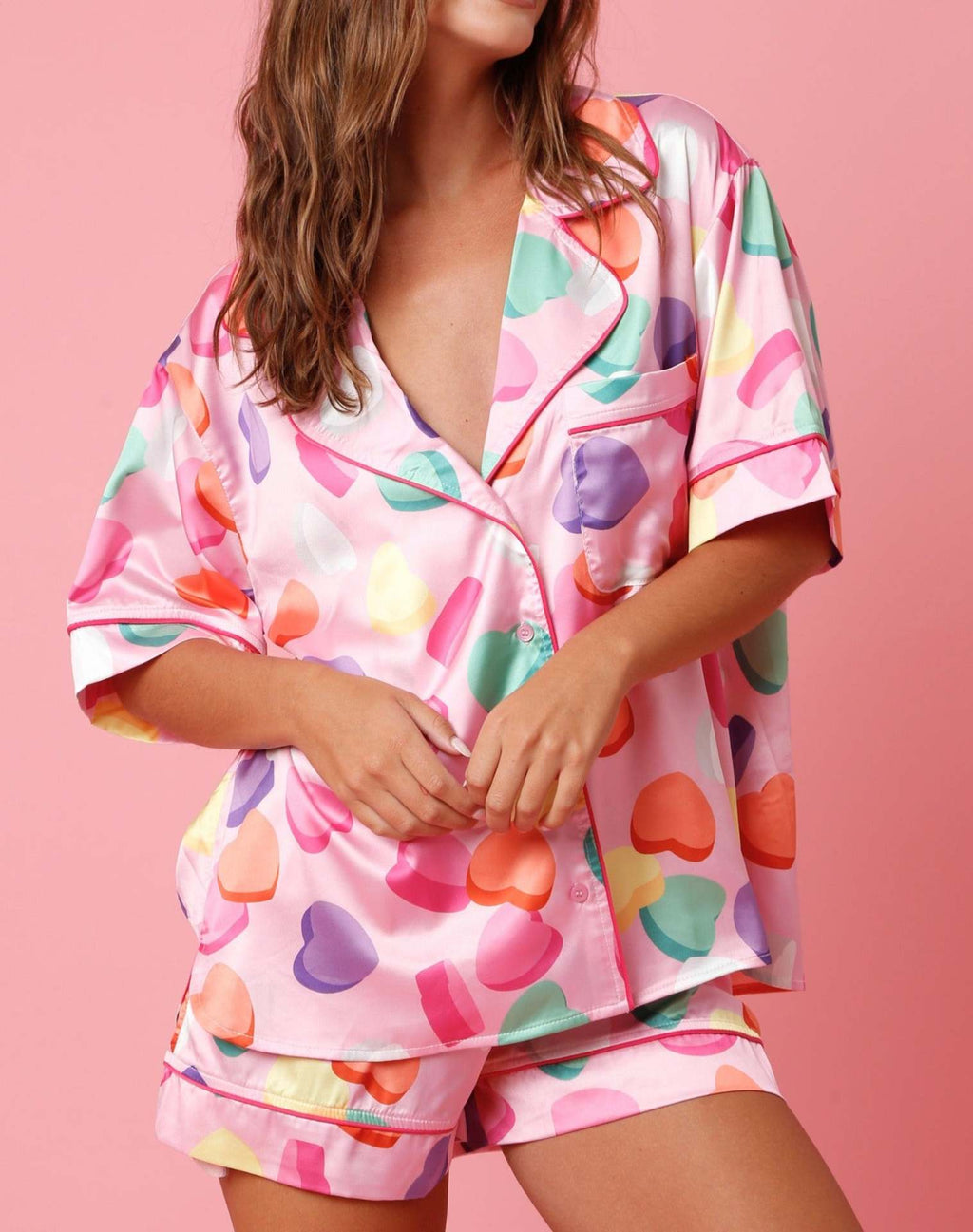 Satin Printed Two-piece Suit Pajamas