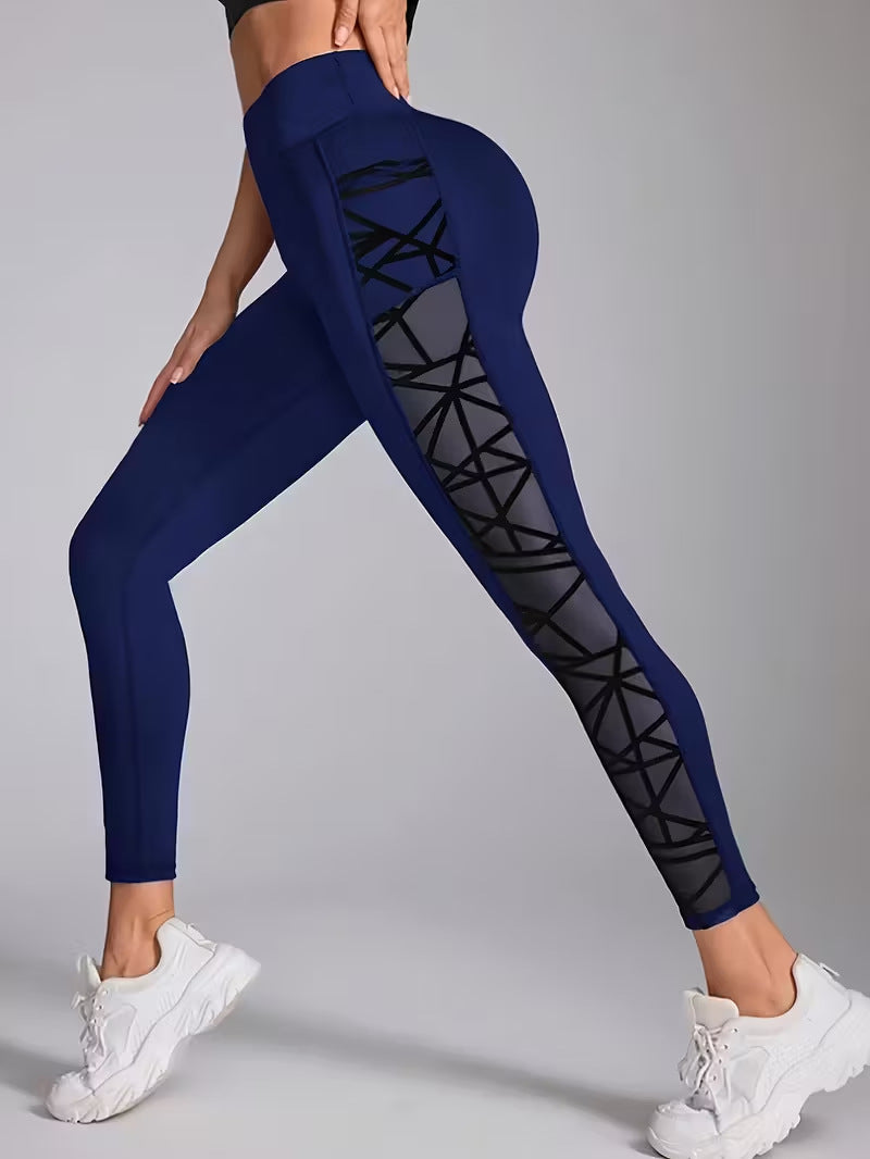 Butt-lifting Mesh-panel Leggings With Pockets