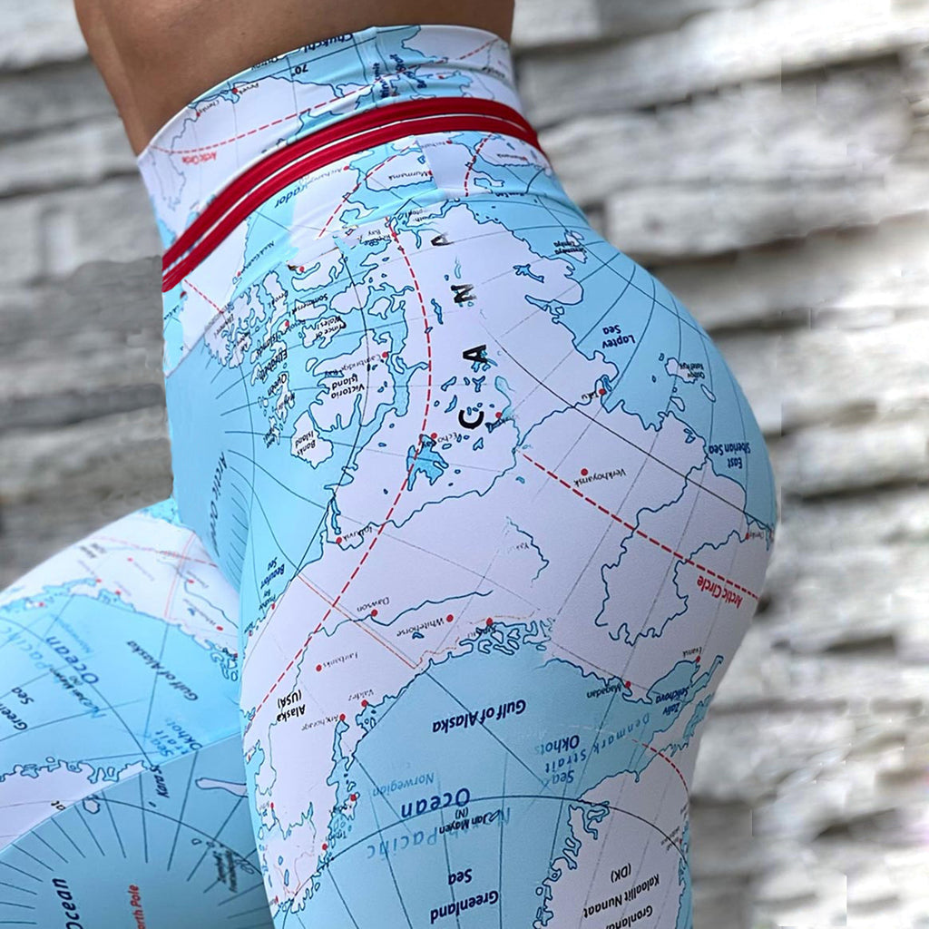 3D Digital Earth Map Leggings