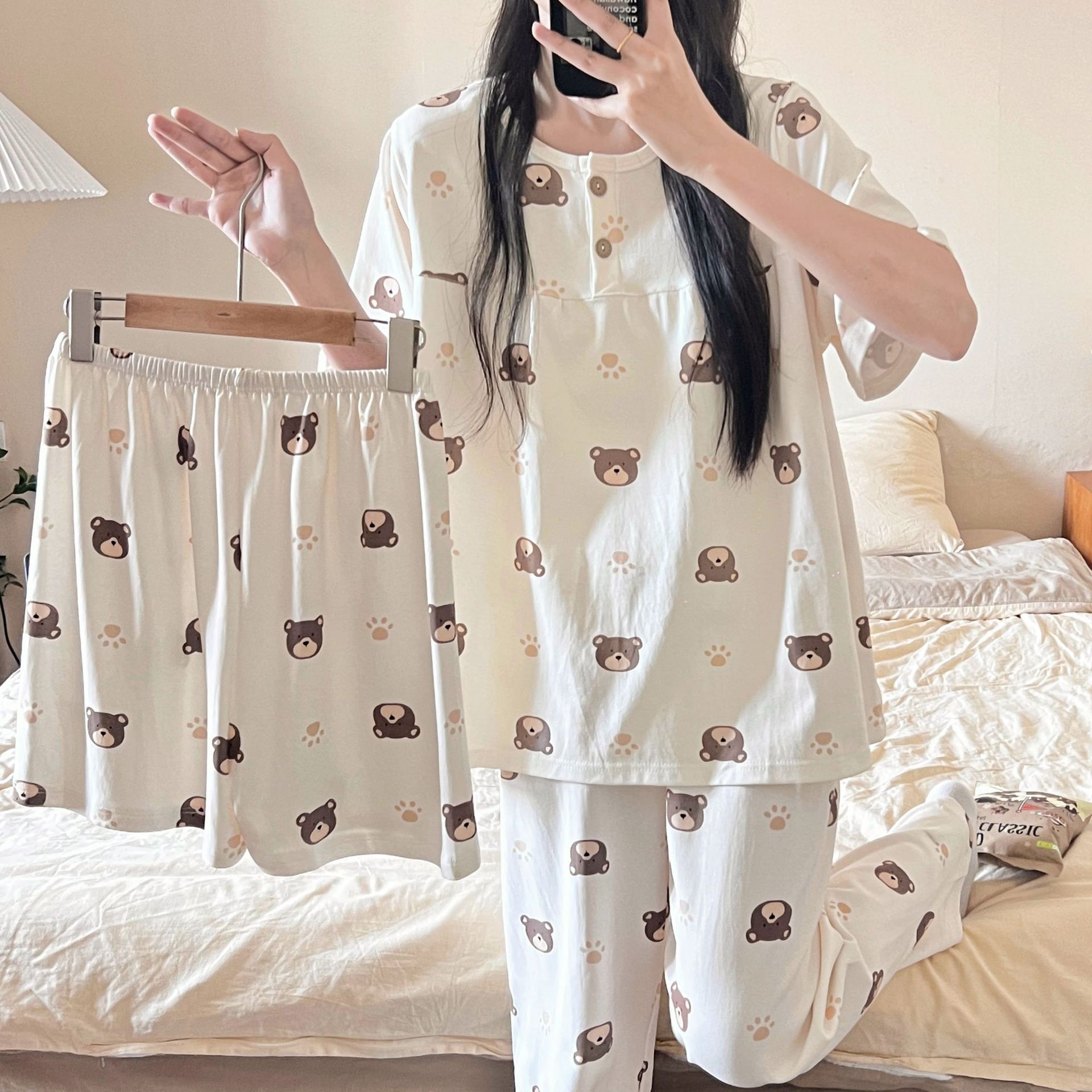 Cotton Three-piece Pajamas