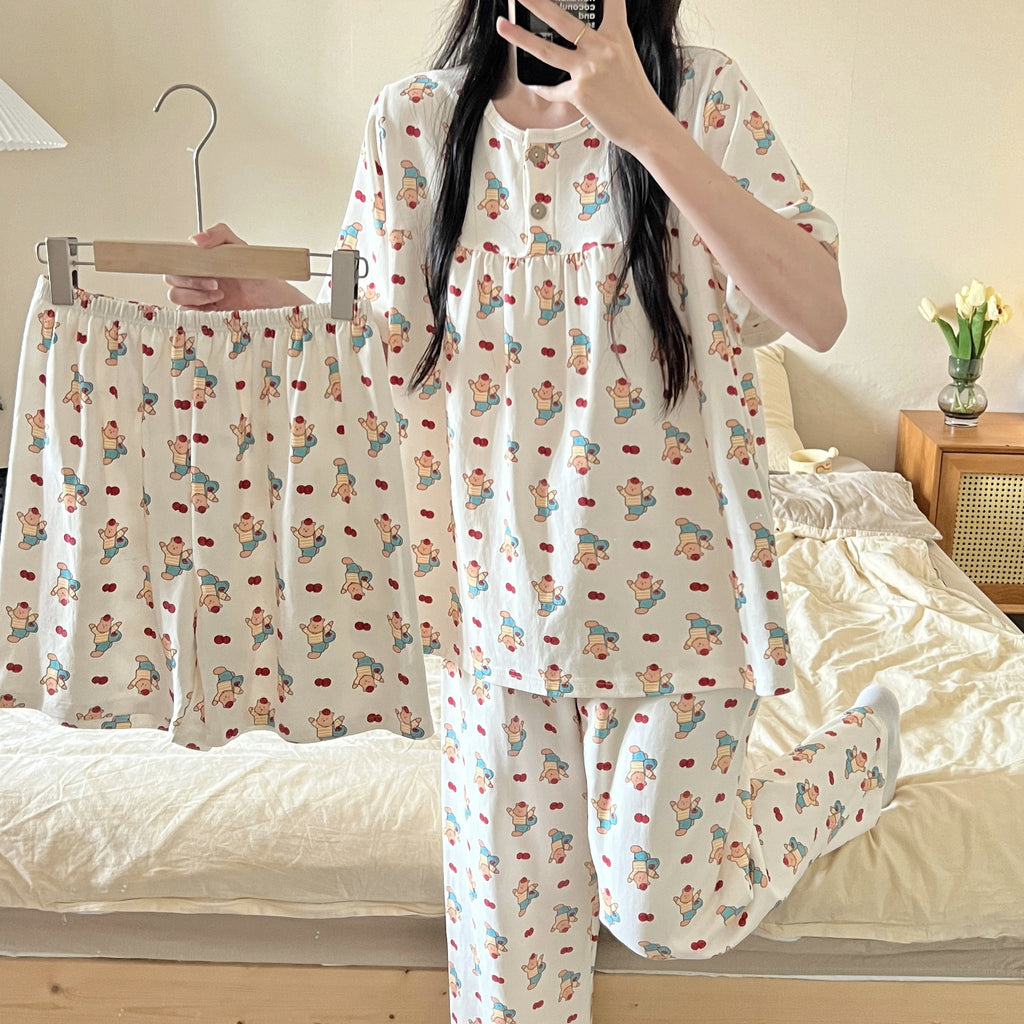 Cotton Three-piece Pajamas