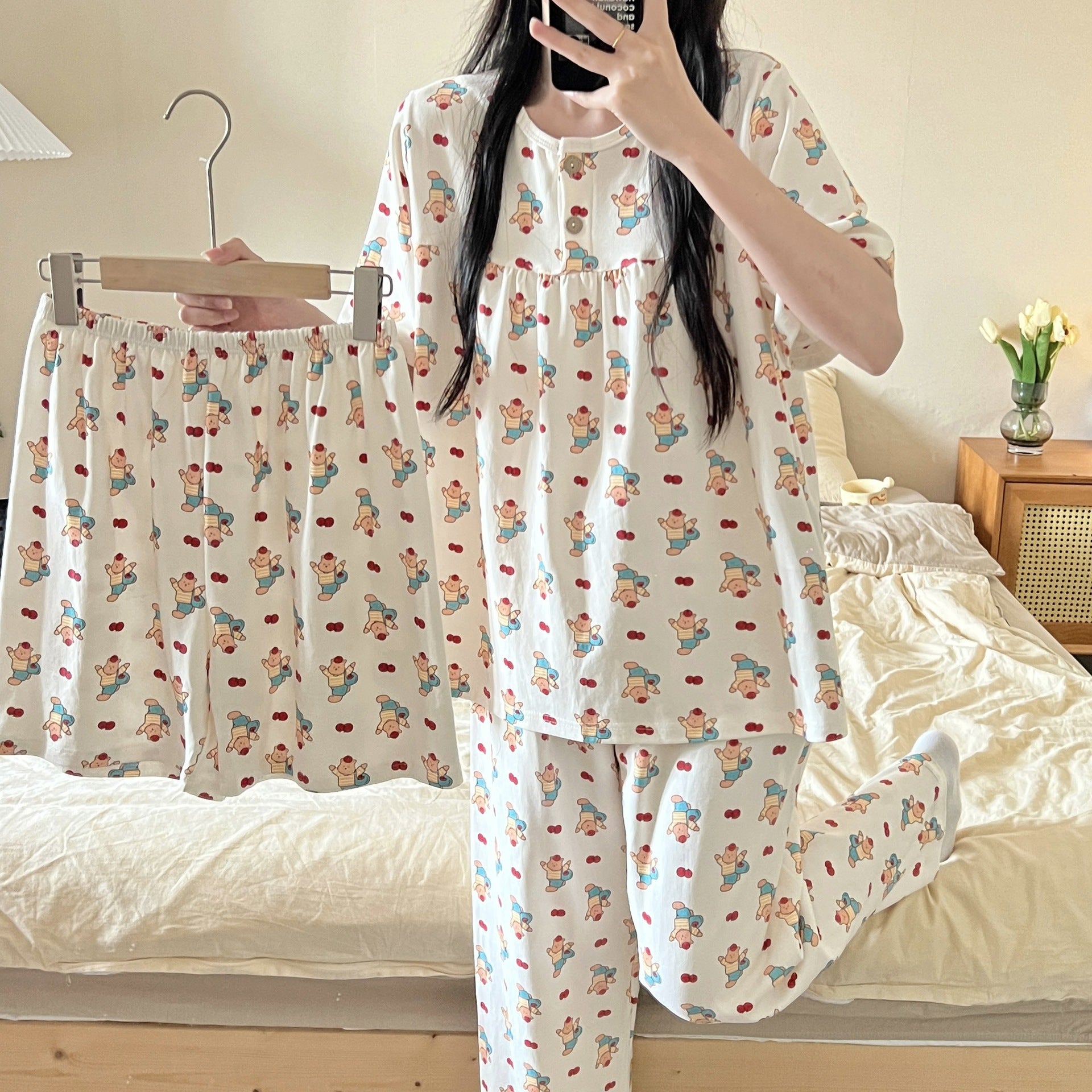 Cotton Three-piece Pajamas