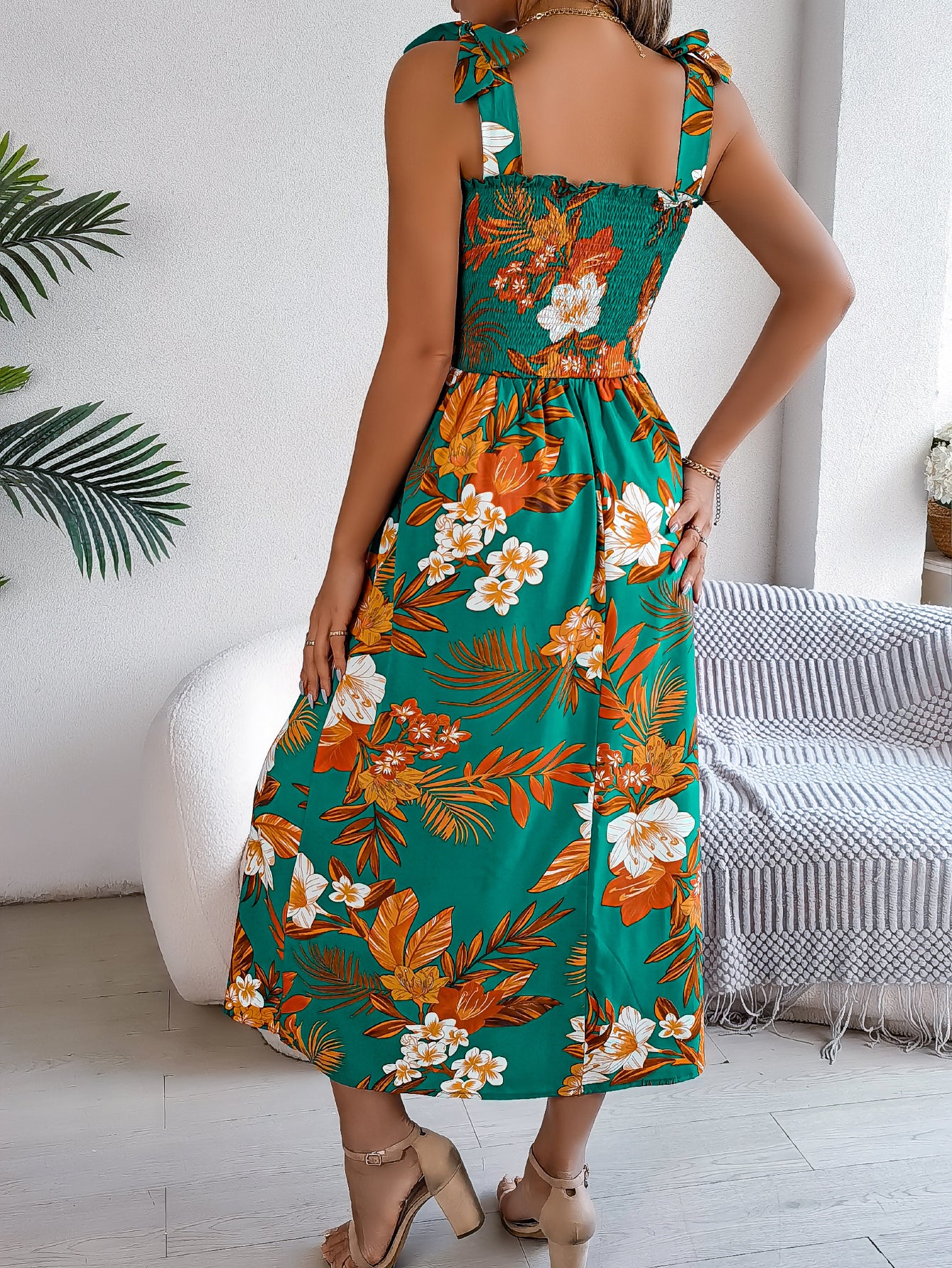 Tie Waist Camisole Beach Vacation Maxi Sundress